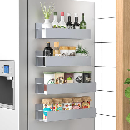 Magnetic Spice Rack Organizer Set of 4 with Strong Grip | Space-Saving Solution for Easy Access