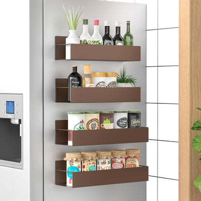 Magnetic Spice Rack Organizer Set of 4 with Strong Grip | Space-Saving Solution for Easy Access