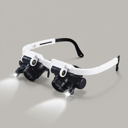 Magnifying Headset | Adjustable Dual-Eye Magnifier with LED Lights | Precision Viewing for Detailed Work