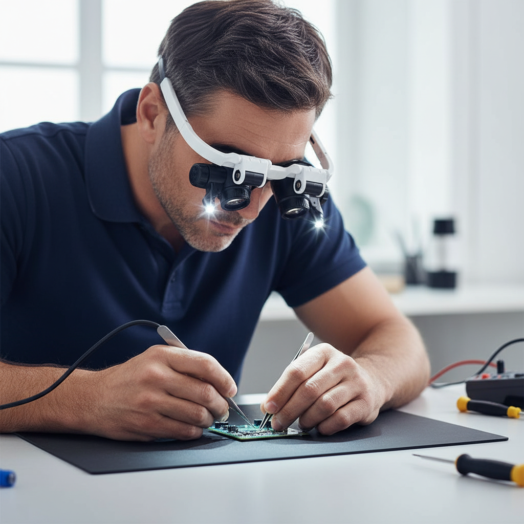 Magnifying Headset | Adjustable Dual-Eye Magnifier with LED Lights | Precision Viewing for Detailed Work