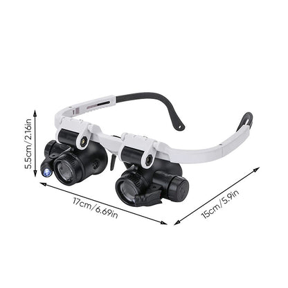 Magnifying Headset | Adjustable Dual-Eye Magnifier with LED Lights | Precision Viewing for Detailed Work
