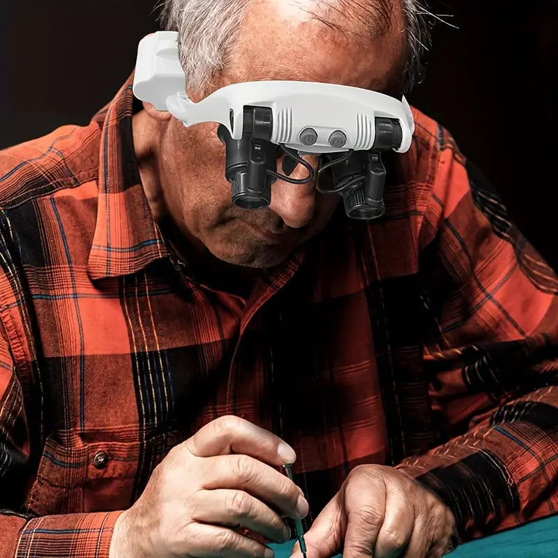 Magnifying Headset | Adjustable Dual-Eye Magnifier with LED Lights | Precision Viewing for Detailed Work