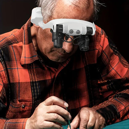 Magnifying Headset | Adjustable Dual-Eye Magnifier with LED Lights | Precision Viewing for Detailed Work