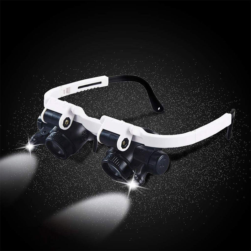 Magnifying Headset | Adjustable Dual-Eye Magnifier with LED Lights | Precision Viewing for Detailed Work