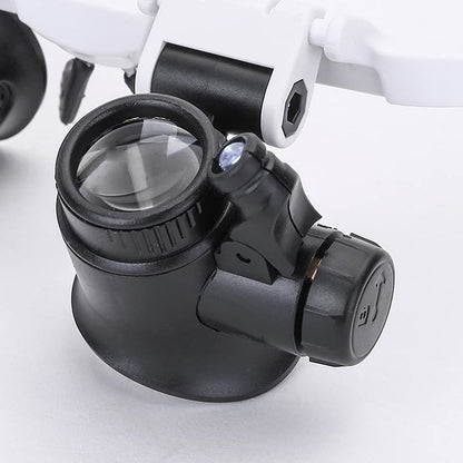 Magnifying Headset | Adjustable Dual-Eye Magnifier with LED Lights | Precision Viewing for Detailed Work