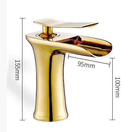 Deck-Mount Bathroom Faucet with Single Lever Control in Polished Metallic Finish for Sink | Contemporary Waterfall Spout Fixture | Easy Inst