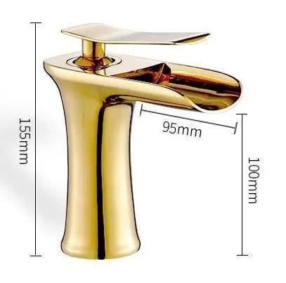 Deck-Mount Bathroom Faucet with Single Lever Control in Polished Metallic Finish for Sink | Contemporary Waterfall Spout Fixture | Easy Inst