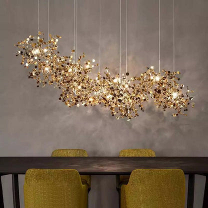Mid-Century Starburst Hanging Fixture with Height-Adjustable Chain for Dining & Living Spaces Gold or Silver Finish G9 Socket Metal Construc