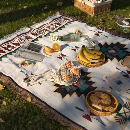 MEXIBREEZE – Bohemian Linen Blanket for Travel & Sofa Use