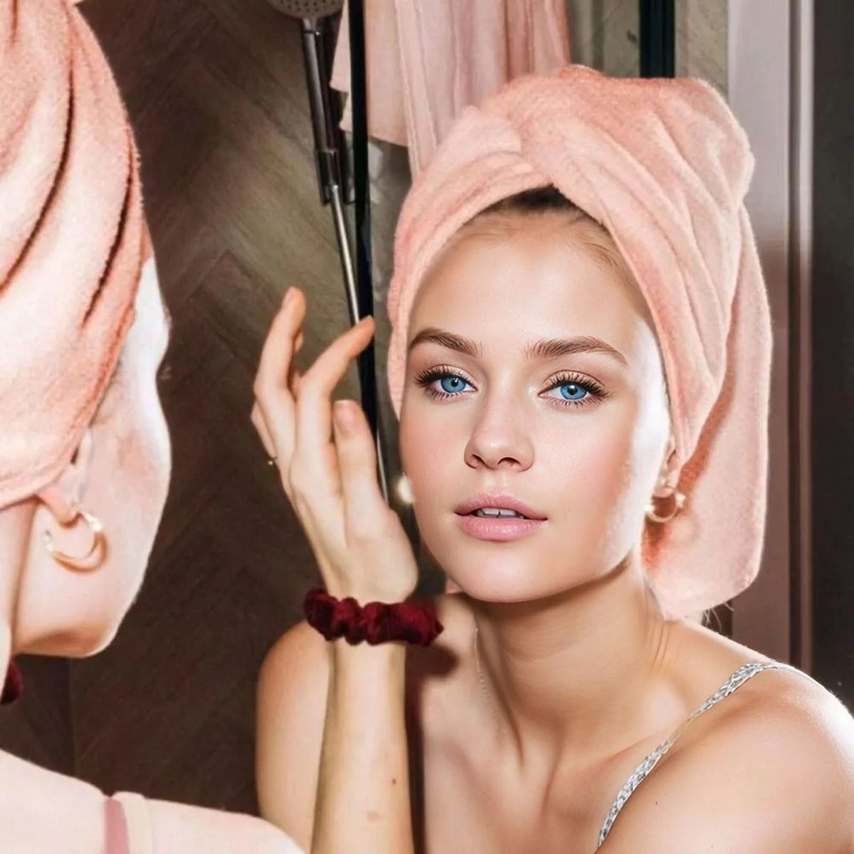 VELVADRY – Serviette turban en velours corail pour un séchage rapide et des cheveux sans frisottis