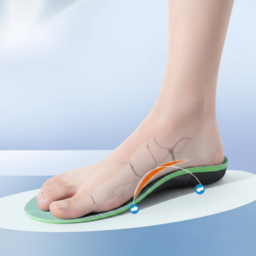 Cushioned Orthotic Inserts with Elevated Midfoot Support for Sneakers and Work Shoes