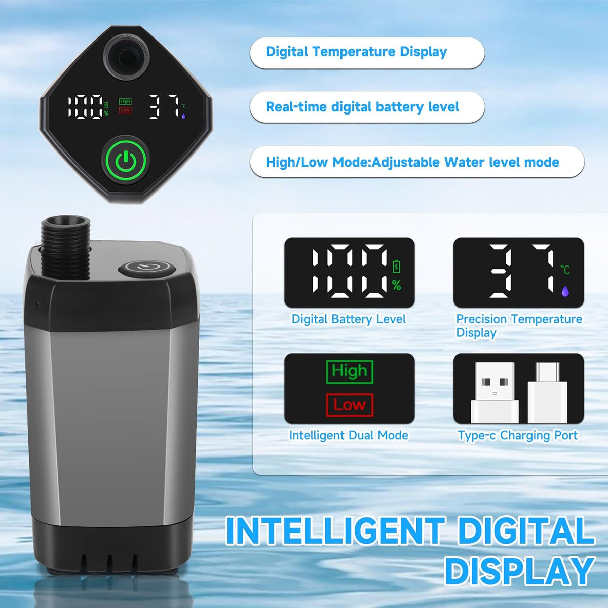 AQUAFLOWX – Portable Camping Shower Pump with Digital Display