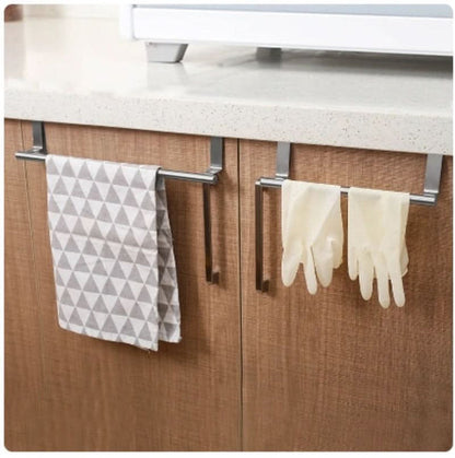 PORTE-SERVIETTES DE PORTE – Porte-serviettes en acier inoxydable à suspendre à une porte, conçu pour un rangement gain de place dans la cuisine et la salle de bain