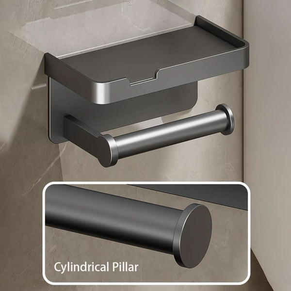 DÉROULEUR DE PAPIER TOILETTE - Porte-papier toilette mural en aluminium avec tiroir de rangement intégré