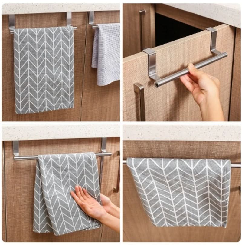 PORTE-SERVIETTES DE PORTE – Porte-serviettes en acier inoxydable à suspendre à une porte, conçu pour un rangement gain de place dans la cuisine et la salle de bain