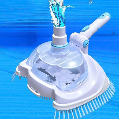 Weighted Pool Vacuum Head with Corner Bristles for Inground & Above-Ground Pools – Swivel Hose Fitting, ABS Frame, Quick-Clip Pole Mount