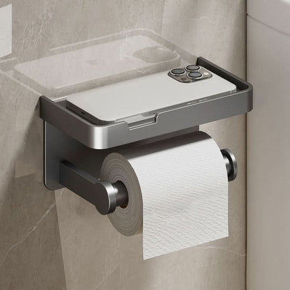 DÉROULEUR DE PAPIER TOILETTE - Porte-papier toilette mural en aluminium avec tiroir de rangement intégré