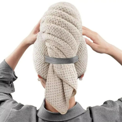 VELVADRY – Serviette turban en velours corail pour un séchage rapide et des cheveux sans frisottis