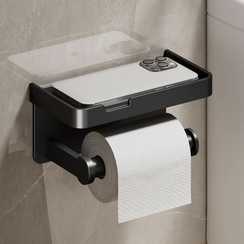 DÉROULEUR DE PAPIER TOILETTE - Porte-papier toilette mural en aluminium avec tiroir de rangement intégré