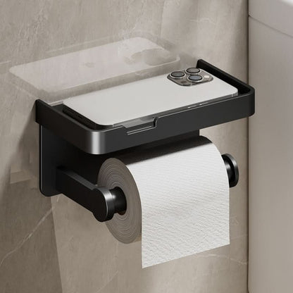 DÉROULEUR DE PAPIER TOILETTE - Porte-papier toilette mural en aluminium avec tiroir de rangement intégré