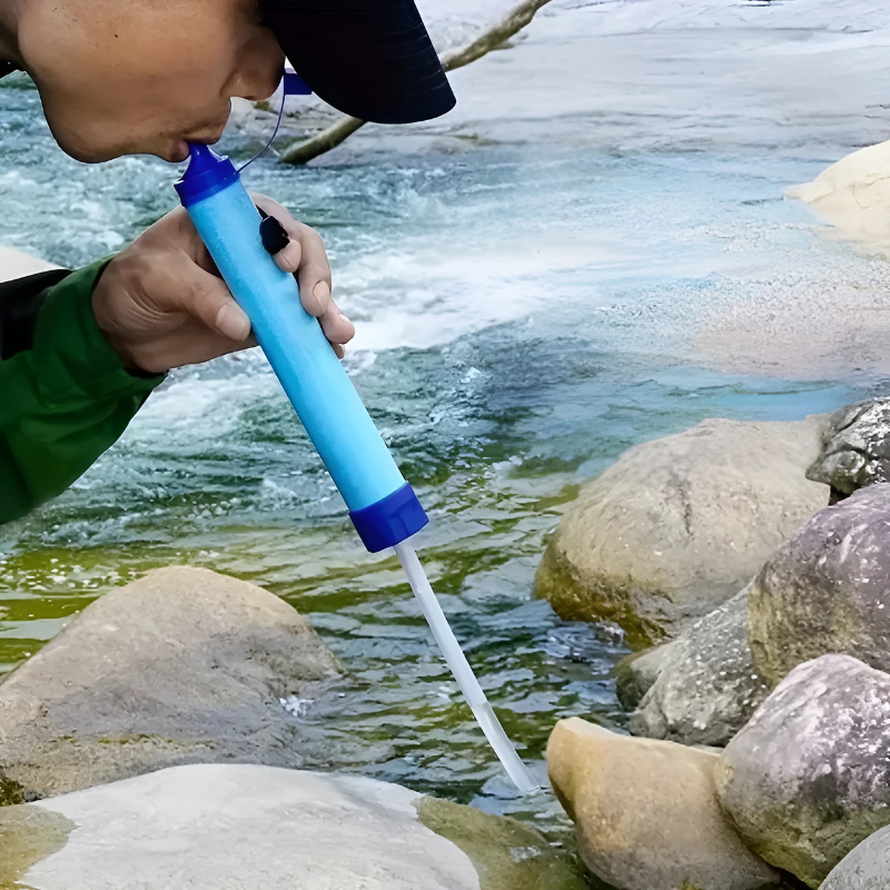 Portable Water Filter Straw for Camping Hiking Emergency 4-Stage Purification System Outdoor Survival Gear Lightweight Travel Backpacking
