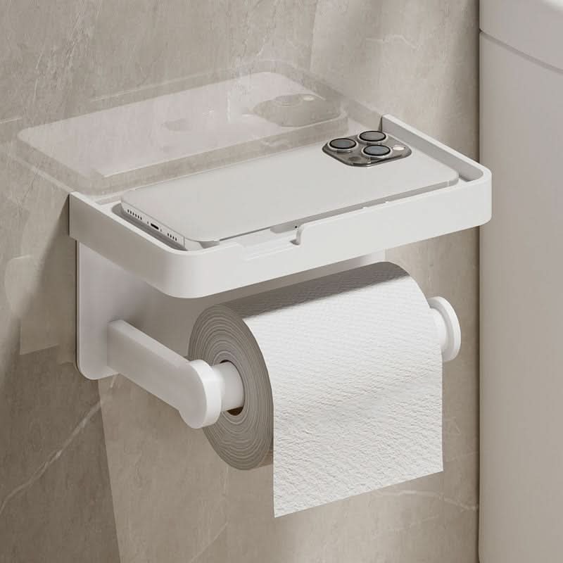 DÉROULEUR DE PAPIER TOILETTE - Porte-papier toilette mural en aluminium avec tiroir de rangement intégré
