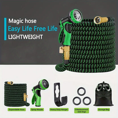 Expandable Garden Hose with Spray Nozzle for Lawn Watering & Car Wash | Lightweight Flexible Water Hose for Yard Irrigation & Outdoor