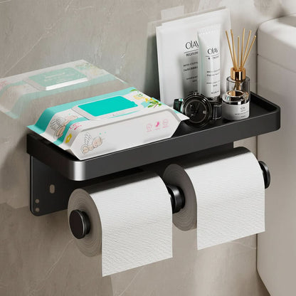 DÉROULEUR DE PAPIER TOILETTE - Porte-papier toilette mural en aluminium avec tiroir de rangement intégré