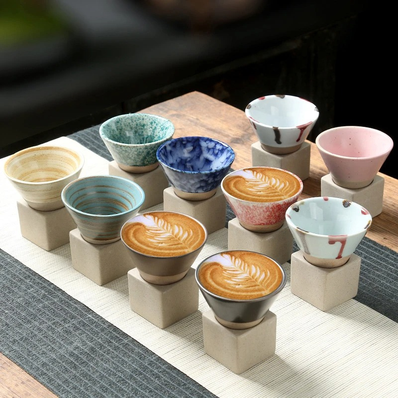 Japanese Ceramic Coffee Cup with Saucer Set – Handcrafted Artisan Glaze Design for Espresso, Tea & Hot Beverages – Heat-Retaining