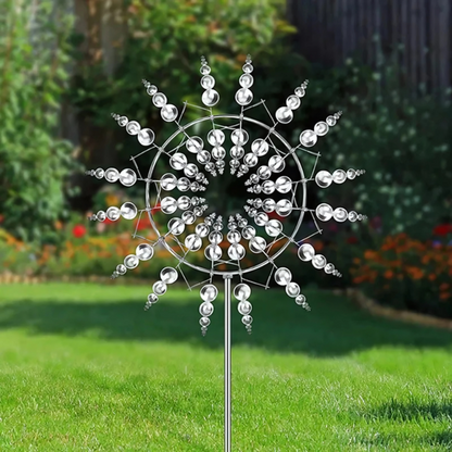 Dual-Spin Wind Sculpture Kinetic Metal Spinner for Yard Garden Patio Decor Stainless Steel Outdoor Windmill Art Decoration