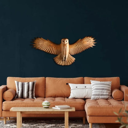 Chouette majestueuse | Décoration murale en bois avec finition naturelle | Artisanat pour une ambiance intérieure paisible