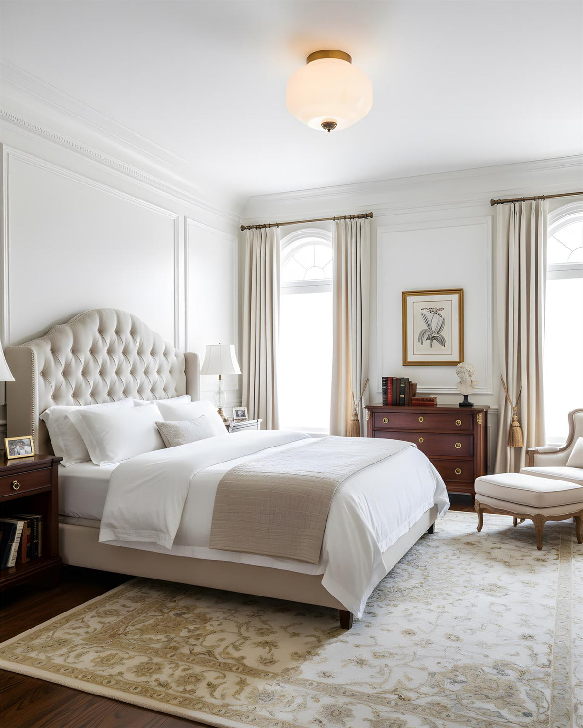 Flush Mount Glass Pendant Light 15 in Jade Green Shade Hardwired E26 E27 Socket Handblown Artisan Finish for Bedroom Bathroom Hallway Entryw
