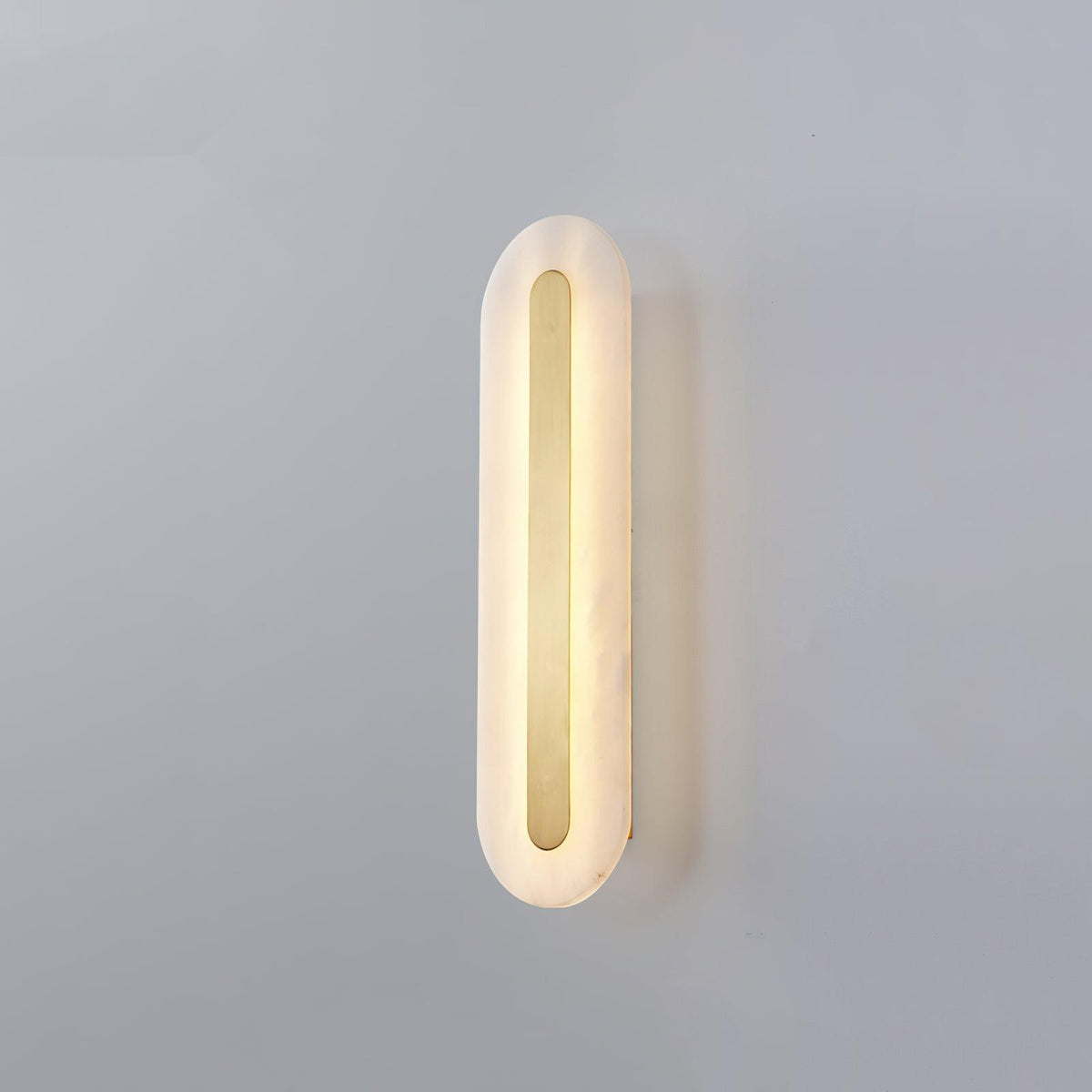 Alabaster Wall Sconce with Brass Accents – Modern LED Fixture for Living Room, Hallway & Bedroom