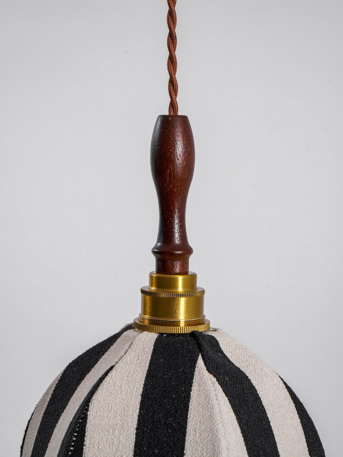 Hanging Ceiling Light with Tulip-Style Striped Shade 7.9 in Diameter Adjustable Wood Accent for Kitchen Dining Room Reading Nook Breakfast A