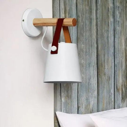 Wooden Wall Sconce Minimalist Bedroom Lighting Black White Hardwired Plug In Ambient Light Fixture Modern Scandinavian Style Home Decor