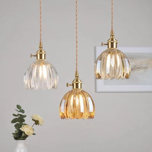 Hanging Glass Ceiling Fixture Floral Petal Shade 10 Inch E27 Socket Modern Kitchen Dining Room Overhead Lighting for Islands Counters Nooks