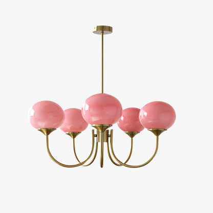 Orb Pendant Light with Adjustable Height Metal Frame and Spherical Shades for Kitchen Island Dining Living Room Bedroom E27 Socket Pink Whit