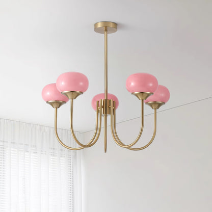 Multi-Head Pendant Chandelier with Colored Glass Shades 18-26 in Metallic Finish for Dining Room Bedroom Kitchen Island Overhead Lighting E2