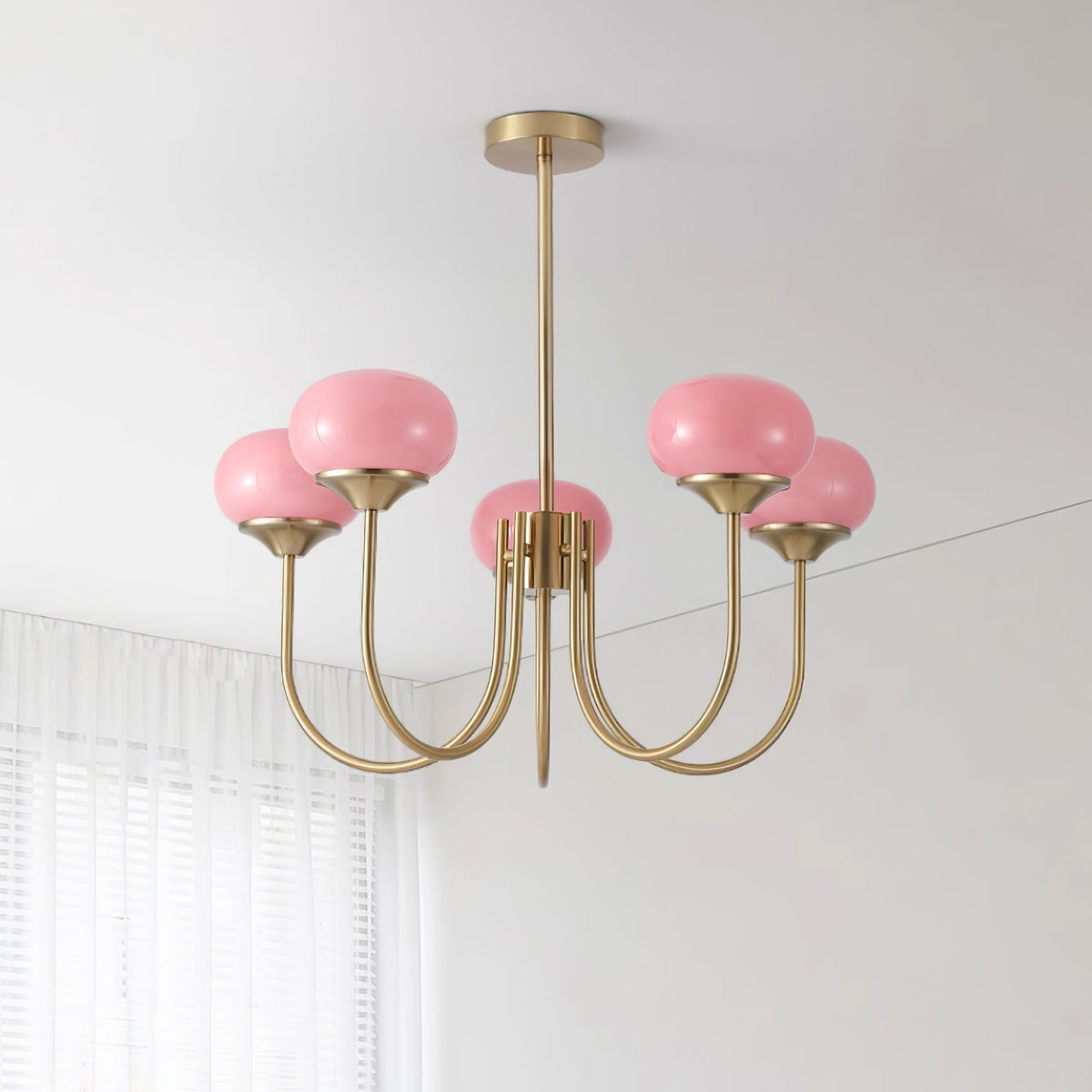 Multi-Head Pendant Chandelier with Colored Glass Shades 18-26 in Metallic Finish for Dining Room Bedroom Kitchen Island Overhead Lighting E2