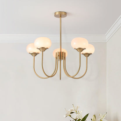 Multi-Head Pendant Chandelier with Colored Glass Shades 18-26 in Metallic Finish for Dining Room Bedroom Kitchen Island Overhead Lighting E2