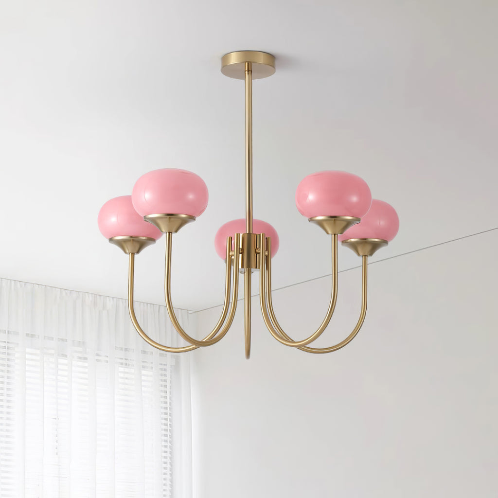 Multi-Head Pendant Chandelier with Colored Glass Shades 18-26 in Metallic Finish for Dining Room Bedroom Kitchen Island Overhead Lighting E2