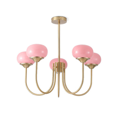 Orb Pendant Light with Adjustable Height Metal Frame and Spherical Shades for Kitchen Island Dining Living Room Bedroom E27 Socket Pink Whit