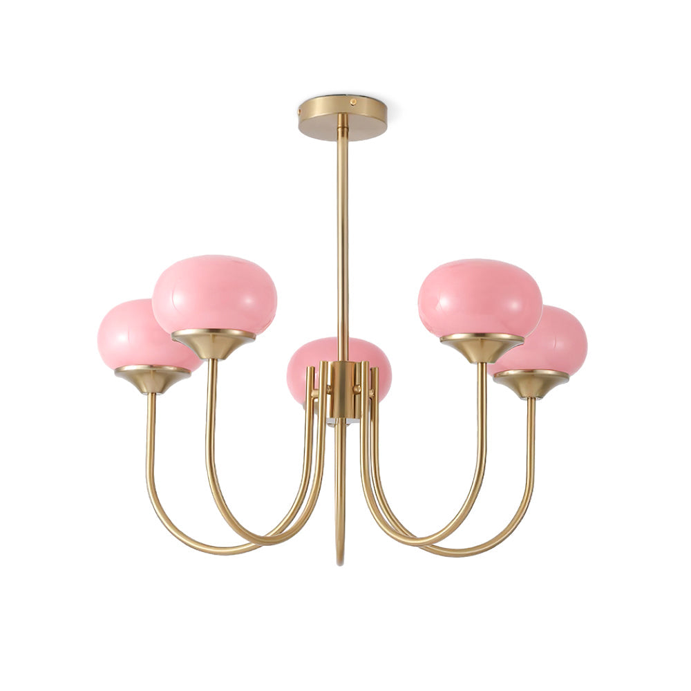 Orb Pendant Light with Adjustable Height Metal Frame and Spherical Shades for Kitchen Island Dining Living Room Bedroom E27 Socket Pink Whit