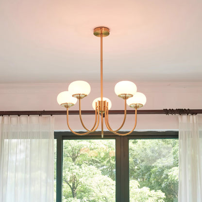 Multi-Head Pendant Chandelier with Colored Glass Shades 18-26 in Metallic Finish for Dining Room Bedroom Kitchen Island Overhead Lighting E2