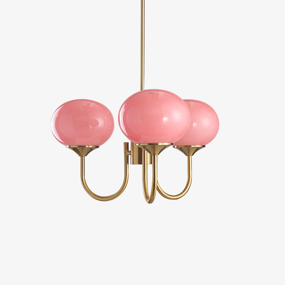 Multi-Head Pendant Chandelier with Colored Glass Shades 18-26 in Metallic Finish for Dining Room Bedroom Kitchen Island Overhead Lighting E2