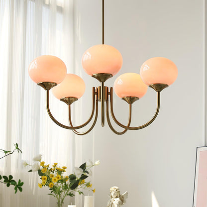 Multi-Head Pendant Chandelier with Colored Glass Shades 18-26 in Metallic Finish for Dining Room Bedroom Kitchen Island Overhead Lighting E2