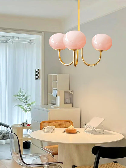 Orb Pendant Light with Adjustable Height Metal Frame and Spherical Shades for Kitchen Island Dining Living Room Bedroom E27 Socket Pink Whit