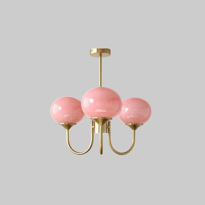 Orb Pendant Light with Adjustable Height Metal Frame and Spherical Shades for Kitchen Island Dining Living Room Bedroom E27 Socket Pink Whit