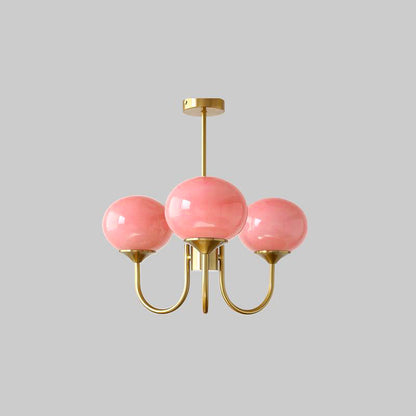 Multi-Head Pendant Chandelier with Colored Glass Shades 18-26 in Metallic Finish for Dining Room Bedroom Kitchen Island Overhead Lighting E2
