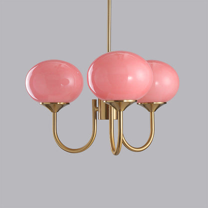 Orb Pendant Light with Adjustable Height Metal Frame and Spherical Shades for Kitchen Island Dining Living Room Bedroom E27 Socket Pink Whit